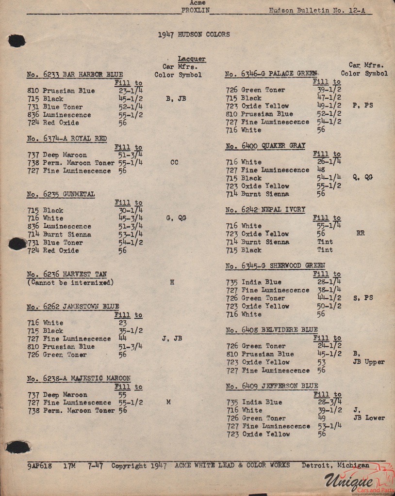 1947 Hudson Paint Charts Acme 3